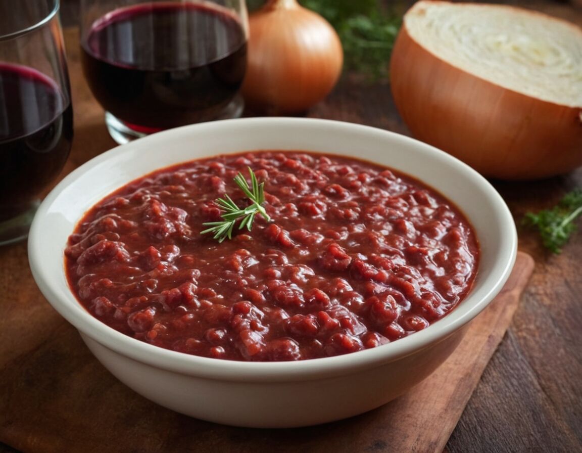 Optional: etwas Rotwein für intensiven Geschmack - Zwiebelsauce wie bei Oma: Das traditionelle Rezept für den perfekten Geschmack