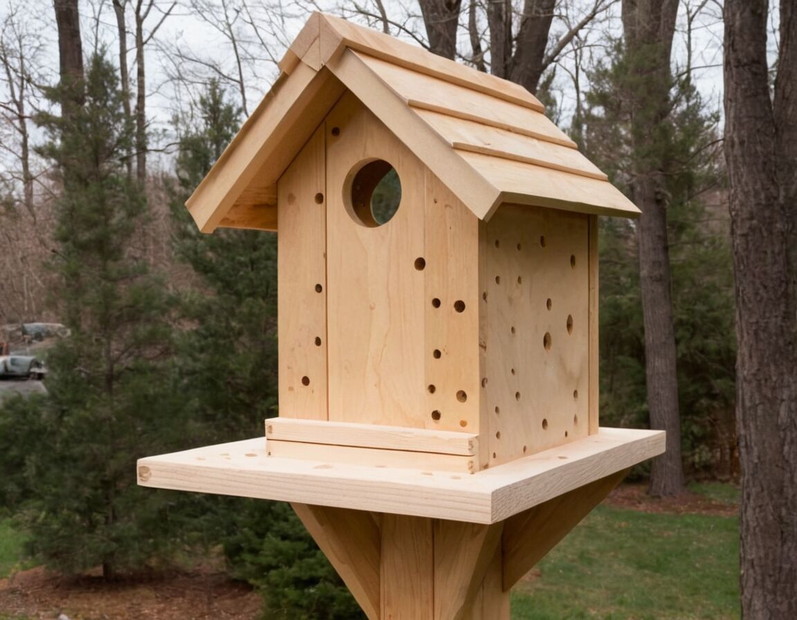 Loch für Vögel kleinschneiden, Türen anbringen - Großes Vogelfutterhaus Bauanleitung: Schritt-für-Schritt PDF für DIY-Enthusiasten