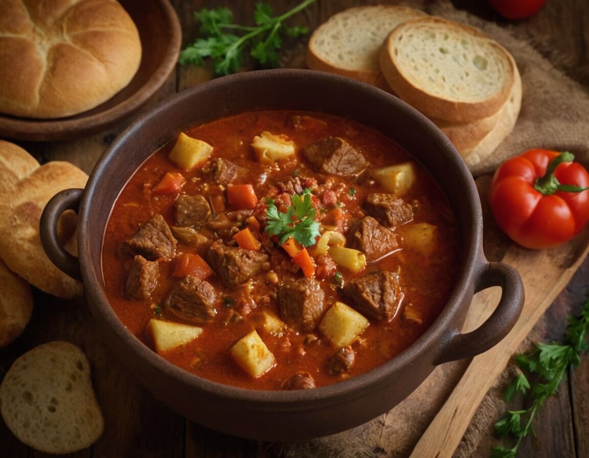 Mit Paprikapulver, Salz und Pfeffer abschmecken - Ungarische Gulaschsuppe Rezept Original: Traditionelle Zubereitung und Tipps für den perfekten Geschmack