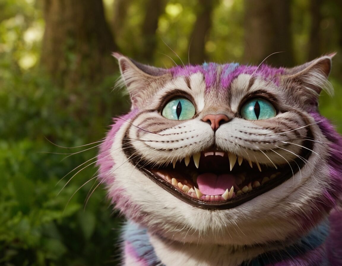Stellt das Unerwartete und Rätselhafte dar - Die Grinsekatze aus Alice im Wunderland: Ein Symbol für Rätsel und Geheimnisse
