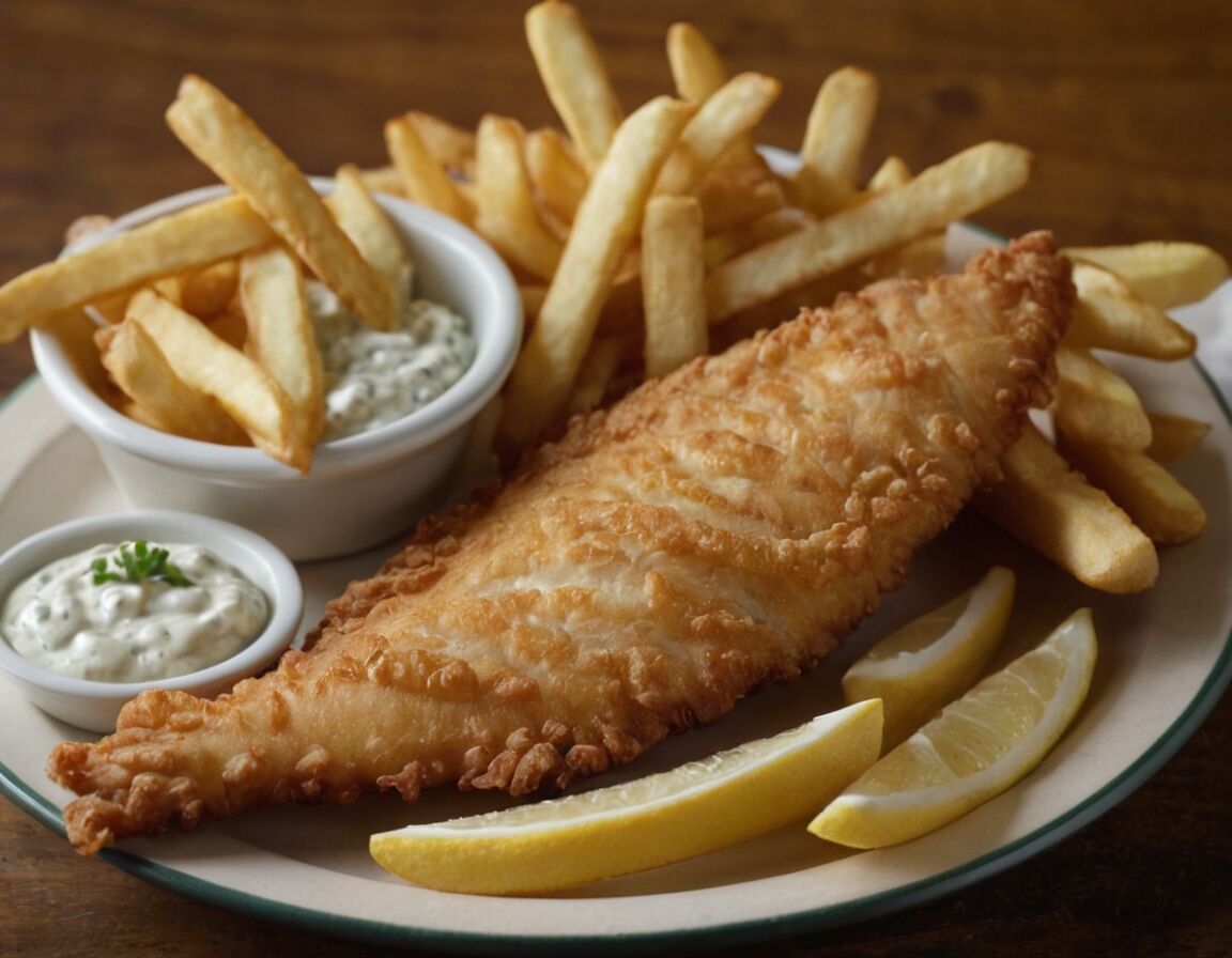Servieren: Fisch, Pommes, Soße anrichten - Traditionelles Fish and Chips Rezept: So gelingt der britische Klassiker zu Hause